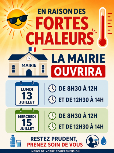 Horaires modifiés lundi 13 et mercredi 14 juillet
